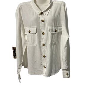 Maurices White Button Front Shirt – Size M
